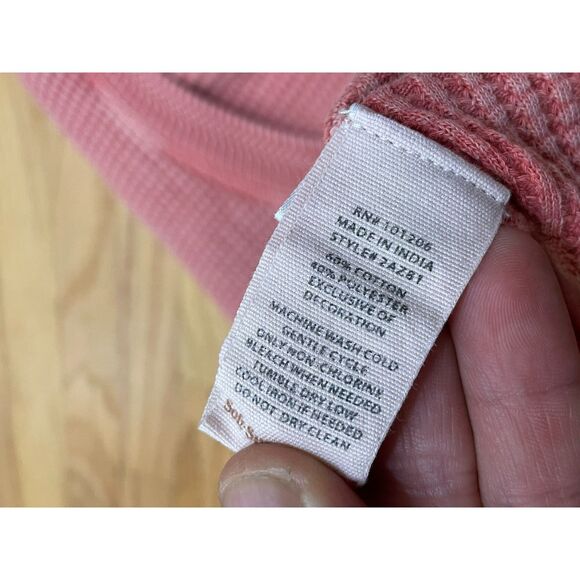 Soft Surroundings Women's L Pink Shirt Autumn Waffle Knit Tunic Thermal Pocket - Picture 3 of 8